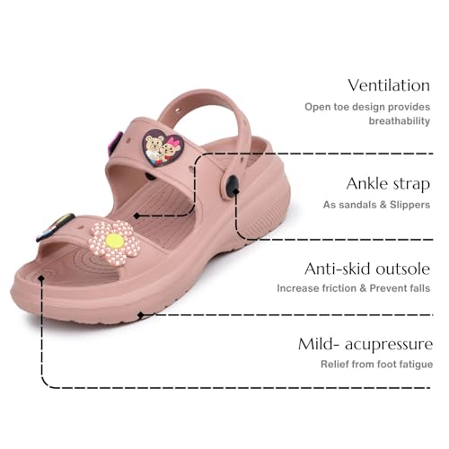 Image of TRASE Double Strap Clogs Sandals for Women | Daily Use Slippers with Adjustable Back Strap | Comfortable Lightweight Waterproof Anti Skid Casual Flip Flops