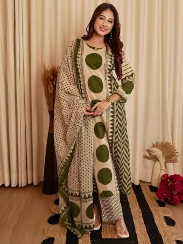Image of Klosia Women Printed Straight Kurta and Pant Set with Dupatta | Printed Kurta Set | Cotton Kurta Set | Women Kurta Sets | Summer Suit |