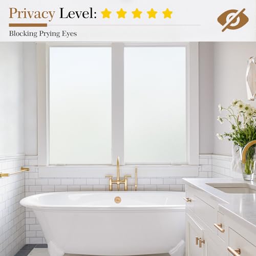 Lifetree Frosted Window Film Privacy Opaque Film for Glass Windows 44.5×200 cm Static Cling Non-Adhesive Frosting Film UV Sun Blocker for Home Office Bathroom