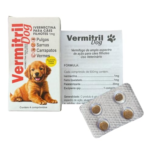Vermitril FILHOTES - Anti Pulgas, Carrapatos, Vermes, Sarnas - Comprimidos mastigáveis (8)