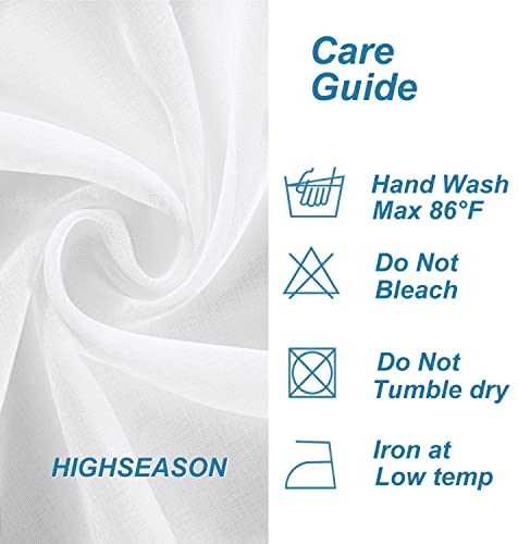 Highseason White Sheer Curtains 96 Inches Long,Solid Rod Pocket Top Draperies For Living Room/Bedroom(White,Set Of 2,52 X 96 Inch Length) #TOP6
