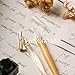 VANGOAL Oblique Calligraphy Pen and Glass Pen Ink set, Includes Crystal Oblique Dip Pen,Wooden Glass Pen,5 Different Nibs and Bottle of Ink, Gorgeous Art & Business Gift (Yellow+Gold)