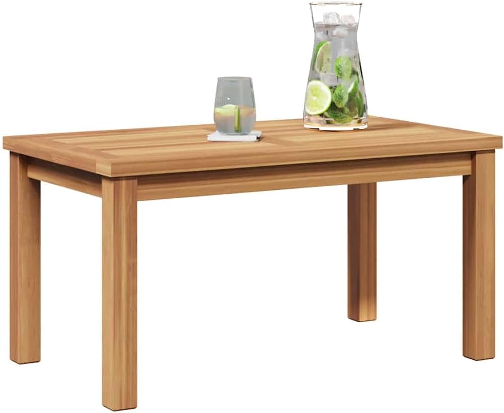 Solid Teak Wood Coffee Table Brown 27.56 x 15.75 x 14.17 in Outdoor Patio Furniture Modern Outdoor Coffee Table for Garden Patio Use