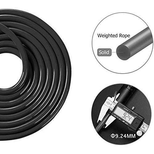 Redify Weighted Jump Rope for Workout Fitness(1LB), Tangle-Free Ball Bearing Rapid Speed Skipping Rope for MMA Boxing Weight-loss,Aluminum Handle Adjustable Length 9MM Fabric Cotton+9MM Solid PVC Rope - Image 5