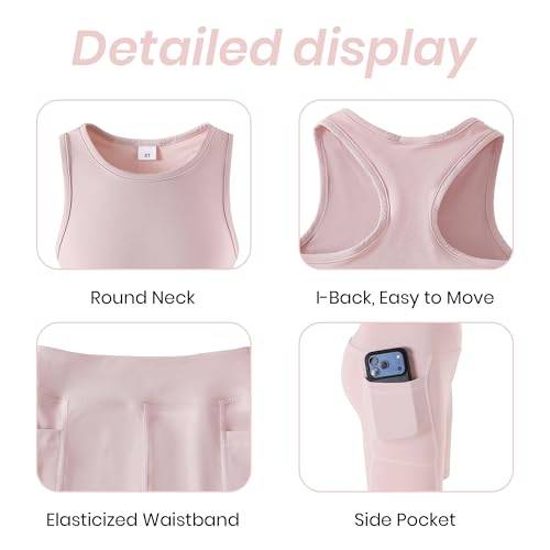 Image of Chichoo Girl's 2 Piece Athletic Outfits Workout Sets Sleeveless Crop Tank Tops and Bike Shorts Gymnastic Yoga Summer Kid 2-6Y