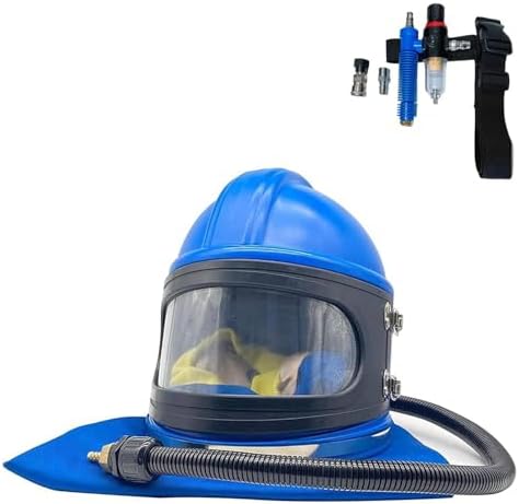 Sandblast Helmet with Sandblaster Thermostat Shoulder Protective Sand Blast Hood Protector Safe Air Feed Sandblast Helmet for Sandblasting Equipped