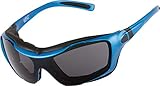 WYND Blocker Polarized Large Motorcycle Riding Sunglasses Sports Wrap Glasses, Blue, Polarized Smoke