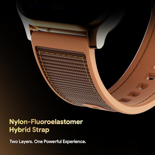 Image of Fire-Boltt Rise Force Smart Watch 1.85 inch Display, Nylon-Fluoroelastomer Hybrid Strap, Rotating Crown, Bluetooth Calling, Dual Button Control, Metal Body Smartwatch for Men and Women Soft Rose