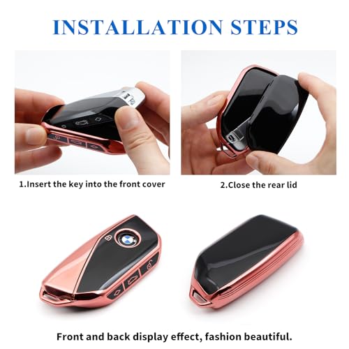 Image of Creativity For BMW X5 Key Fob Cover accessories (Pink Key Case) | Advanced soft TPU key box Suitable for BMW 2023-2026 New 5 7 Series iX XM IX3 i7 X1 X5 X6 X7 key