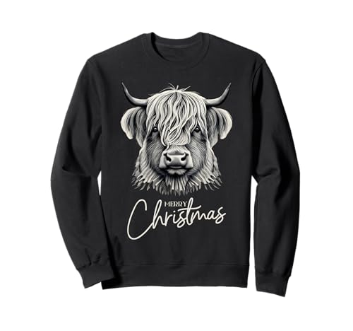 Cow Merry Christmas Scottish Highland Cow Xmas Cow Lover Sweatshirt