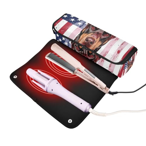 Bolsa para herramientas de cabello para mujeres con tapete resistente al calor y accesorios removibles para planchas de pelo, rizadores, y estilizadores miniatura 2
