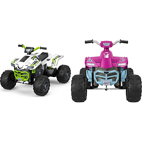 Power Wheels Racing Atv Ride-On Battery Powered Vehicle With Multi-Terrain Traction, Silver & Barbie Pink Racing Atv, 12V Battery-Powered Ride-On Vehicle For Preschool Kids Ages 3-7 Years #TOP4