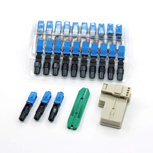 RETT FQC 100pcs SC UPC Fiber Optic Quick Connectors with Matched Tools Fiber Reusable Connectors Single Mode Mechanical Fast Connectors Adapter for FTTH CATV Network Instrument (UPC 100pcs)