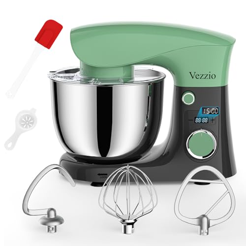 Vezzio Small Stand Mixer,1500W 10-Speed Food Mixers For Baking, 5.5L Dough Mixer,Easy to use and Lightweight,Food Mixer For Baking,Cake And Most Home Cooks(GreenGray) - Image 3