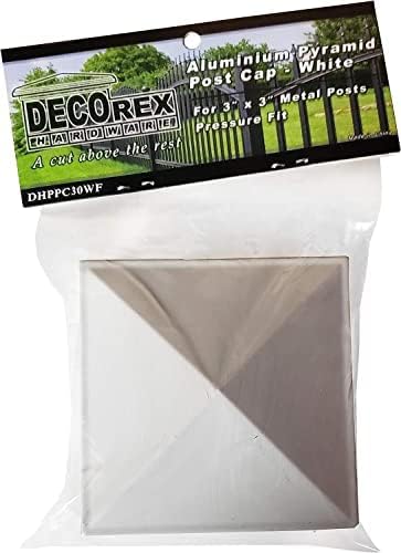 Miniatura 3 de Tapa de poste piramidal de 3 x 3 pulgadas, aluminio fundido, diseñada para postes de metal, instalación de ajuste a presión, color blanco brillante