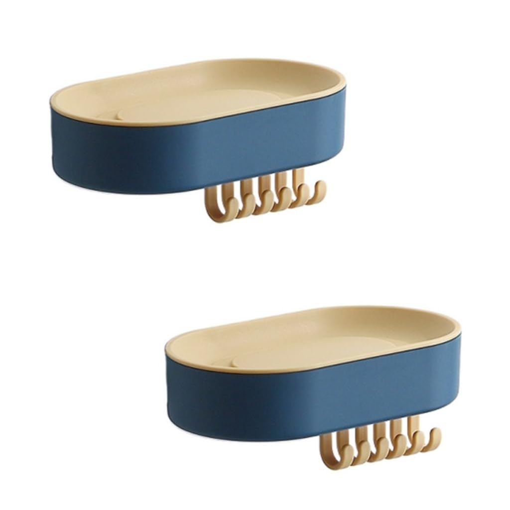 soap dish, Soap Dish 2 pcs Wall Mounted No Punch Drain Multicolor(Azul)