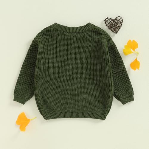Big Brother Little Brother Matching Sweaters Toddler Boy Letter Crewneck Knitted Pullovers Tops Kids Fall Outfit (Big Brohter Sweater Green,12-18 Months)4