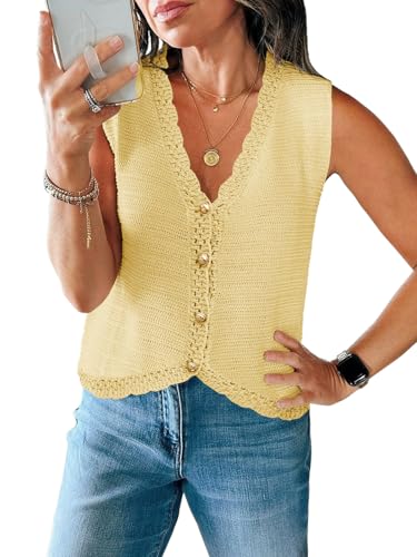 Image of Saodimallsu Womens Crochet Tank Tops Cute Summer Sweater Vest Knit Outfits