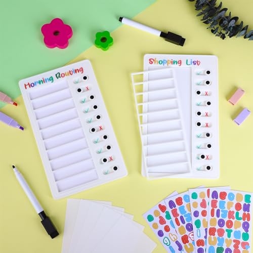 Smivyhp 2 Stück To Do List Kinder, Abwischbar Checklist Boards, To Do Planer Checklist Tafel DIY Chore Chart Memo Checklisten Boards mit 6 Blanko Papier, 2 Whiteboard-Marker, 2 DIY Aufkleber