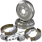 BESTPRICE 2x Bremstrommel+Backen+Zylinder+Zubehör mit Hebel Kompatibel mit OPEL