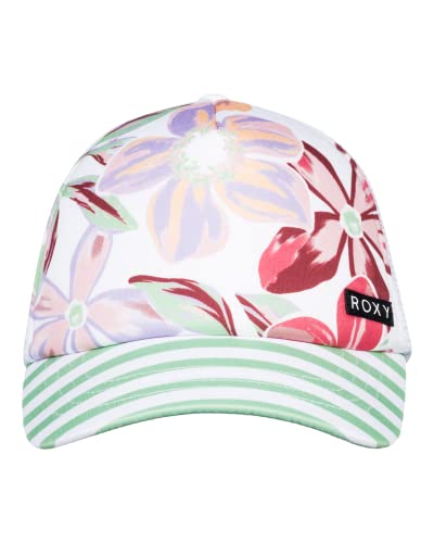 Roxy Girls' Honey Coconut Trucker Hat, Bright White Bayside Blooms 231 #TOP2