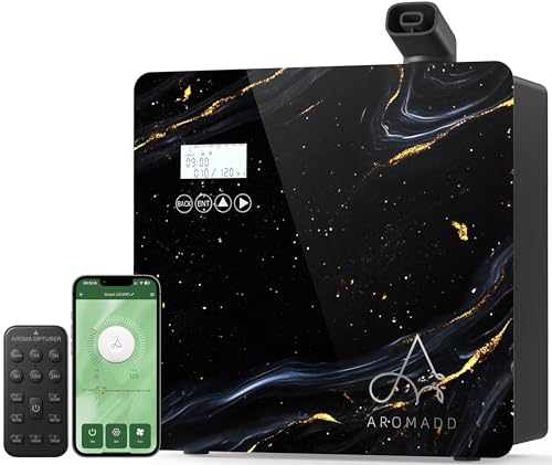 2026 Upgraded 3500 Sq.Ft HVAC Scent Diffuser for Home, Smart Whole House Scent System with App & Remote Control, Hotel Collection Waterless Diffuser for Large Room, Cold Air Tech, 600mL, Marble Black