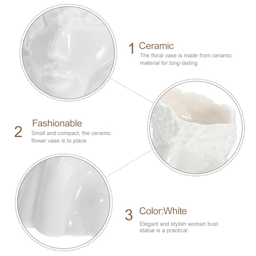 Vase buste en céramique blanc, solution déco pour sublimer vos fleurs - 4