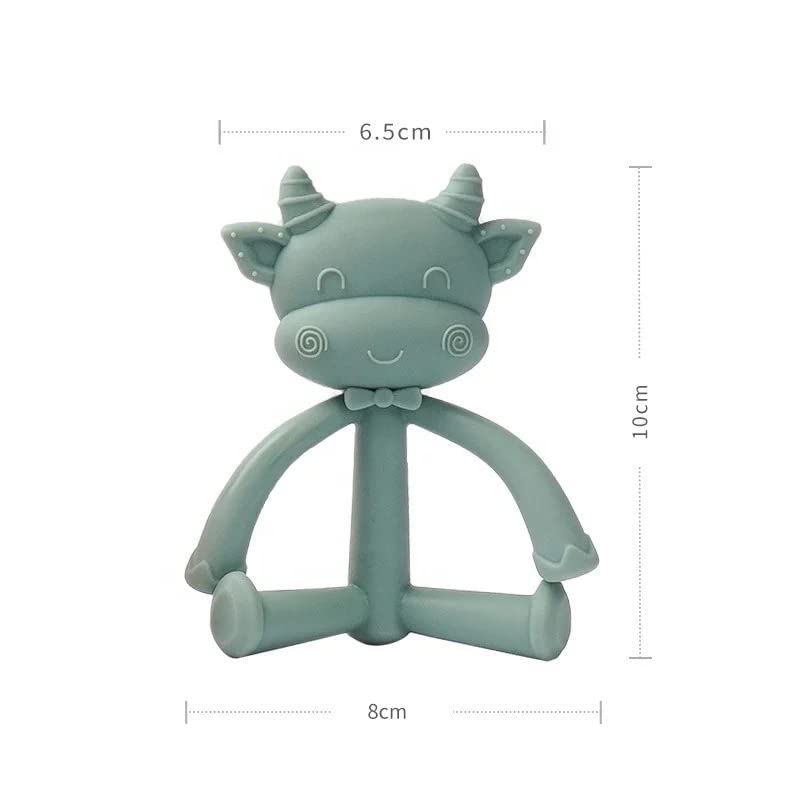 Image of DarDaf Teether Cow (Green) Baby Teething Toys, Silicone Chew Freezer Safe BPA Free, Soothe Babies Gums, 1.0 Count