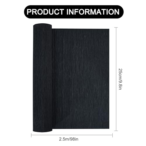 Image of BEISHIDA Black Crepe Paper Roll, 9.8 Inch Wide 8ft Long Crepe Paper Sheet for Flower Making, Wedding Ceremony, Birthday Holiday Halloween Party Decoration,DIY Craft(2Rolls)
