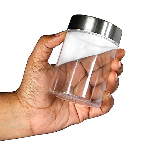 Image of PEARLPET Plus Range Plastic Storage Jars & Containers For Kitchen |Stackable |Air Tight| Steel Cap Jar, Food Grade | Bpa-Free |3 pieces of 300 Ml