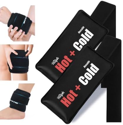 Hilph Wiederverwendbare Kühlpads mit Klettverschluss, 2 Gel Kühlpacks | Einstellbar Gel Kühlakku für Kalt & Warmkompressen, Kühlpads für Handgelenk, Knie, Arm, Knöchel, Beine, Ellb