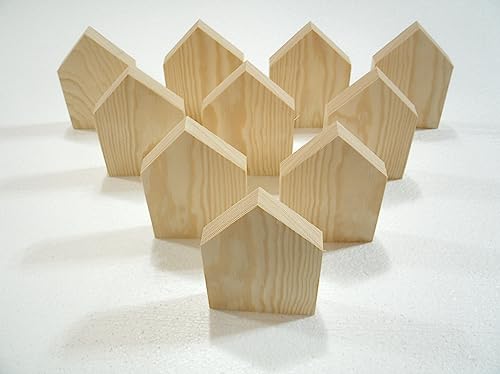 10largeunfinishedwoodhouseshapeswoodenhousecutoutswoodenblockswoodenblockhouse  Urban Country Home Decor 10 large unfinished wood house shapes wooden house cutouts wooden blocks wooden block house  urban country home decor