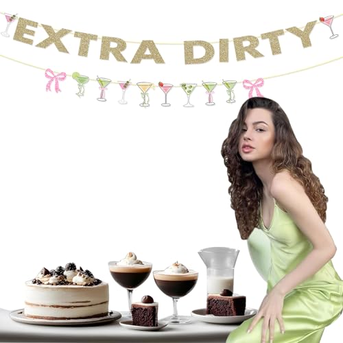 Martini Bow Party Decor,Extra Dirty Martini Gold Foil Banner — view 6
