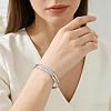 MILAKOO 8mm Silver Color Bangle Hollow Stainless Steel with Rhinestone Bracelets 6.7 Inches #5