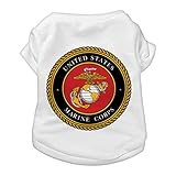 Marine Corps Dog T-Shirt - Military Dog Shirt - USA Dog Clothing (L, White)