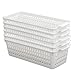 Fosly Set Di 6 Cestino Rettangolare Plastica, Bianco Cestino Plastica Piccolo