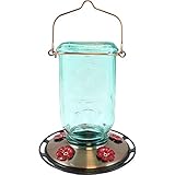 More Birds Mason Jar Hummingbird Feeder, Glass Bottle, 5 Feeding Ports and 25-Ounce Nectar Capacity