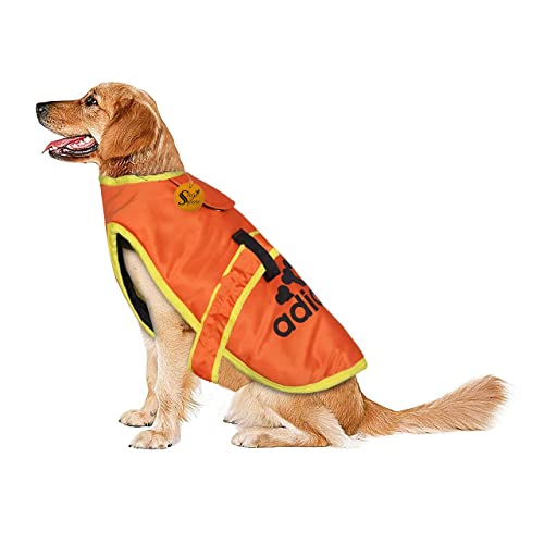 Image of Sage Square Trendy Design meets Cozy Comfort - Your Dog's Must-Have Winter Fashion Statement, Prited Stylish Dog Vest, Windproof Dog Coats (Large - 26 Inches, Orange Adiidog)