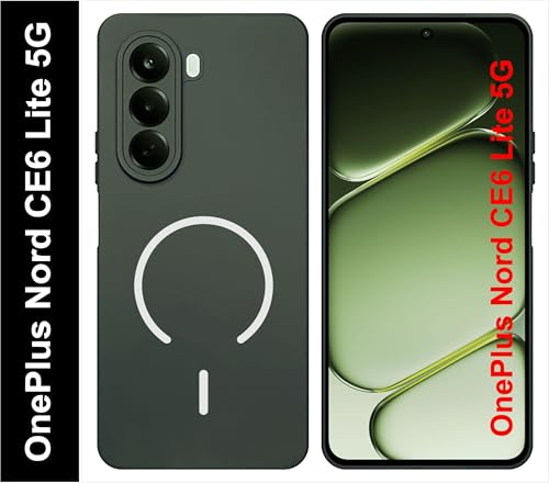 Image of SBMS Silicone Back Cover Case for OnePlus Nord CE6 Lite 5G | Soft Micro-Fibre Lining Inside | Magsafe Print On Back Side Camera Protection Bump | Shockproof Case OnePlus Nord CE 6 Lite (Green)