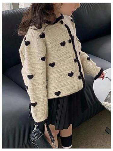 Girl's Heart Cardigan Sweater Cute Button Down Sweater Fall Round Neck Drop Shoulder Cardigans Knit Top3