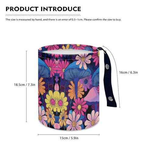 Image of Pensura Car Garbage Can Adjustable Floral Mushroom Mini Trash Can for Cars Collapsible Trash Container Bag for Car Accessories, Cars SUVs and Trucks Backseat Headrest