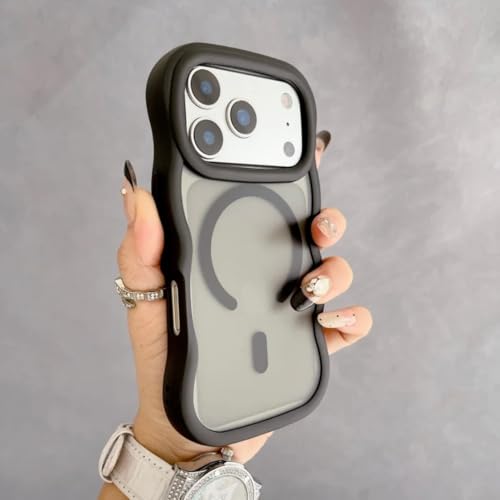Coque iPhone 13 noire mate et ondulée compatible MagSafe