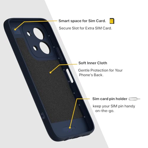 Image of Pikkme Back Cover for Redmi 15C 5G Camera Protection 3D Hexa Cube Design Silicone Protective Bumper Case (Blue)