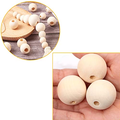 100Pcs 1 Inch Unfinished Wood Beads Round Wooden Spacer Beads Natural Wood Loose Beads3