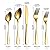 Berglander Flatware Set 40 Piece, Stainless Steel With Titanium Gold Plated, Golden Color Flatware Set, Silverware, Cutlery Set Service For 8 (Shiny Gold)