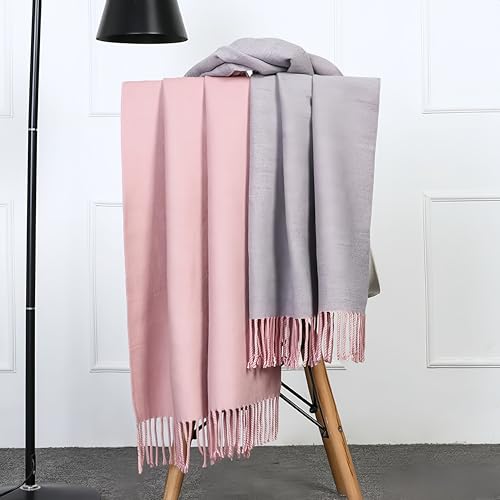 Women Winter Warm Scarf Cashmere Scarf Elegant Contrast Color Tasseled Shawl Long Stoles Oversized Soft Scarves Gifts2