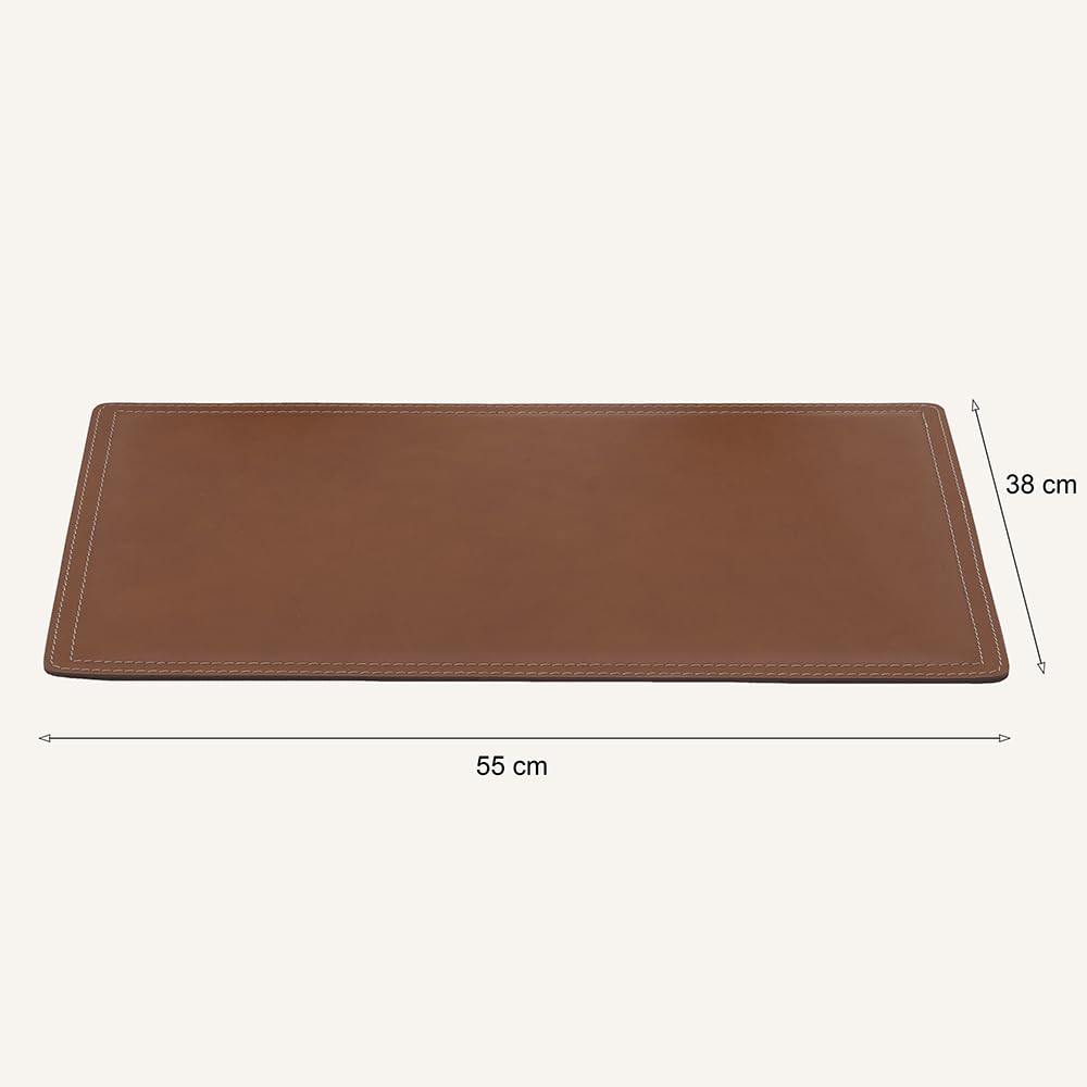 LIMAC Design ASCANIO ensemble d'accessoires de bureau en cuir, ensemble de bureau design, Moderne Sous-main, Porte-stylo en cuir, antidérapant, Fabriqué en Italie. (Marron Foncé, Sous-Main)