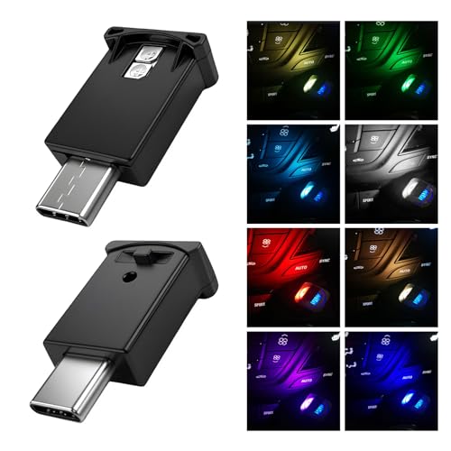 Luz Ambiental LED USB Tipo C para Auto, 2 Pzs miniatura 1