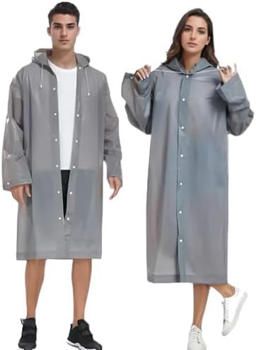 Gerhannery Portable Reusable Raincoat,2Pcs Waterproof Rain Poncho Travel Rain Jacket for Men and Women, Lightweight Rain Poncho Adult, Sports Rain coat Hooded for Festivals Cycling Outdoors, Dark