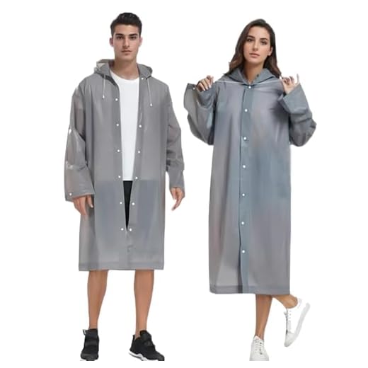 Gerhannery Chubasqueros Impermeable, 2 de Paquete Poncho de Lluvia Reutilizable con Capucha y Mangas, Hombre Mujer Ligero y Impermeable Poncho, Ropa de Agua para Viajes y Exteriores